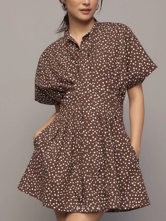 Exquise Tobie Collared Button-Front Tie-Neck Mini Shirt Dress Anthroplogie NEW - Picture 1 of 15